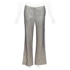 CELINE Phoebe Philo schwarz cremefarbene schiere Seide Overlay weite Hose FR34 XS