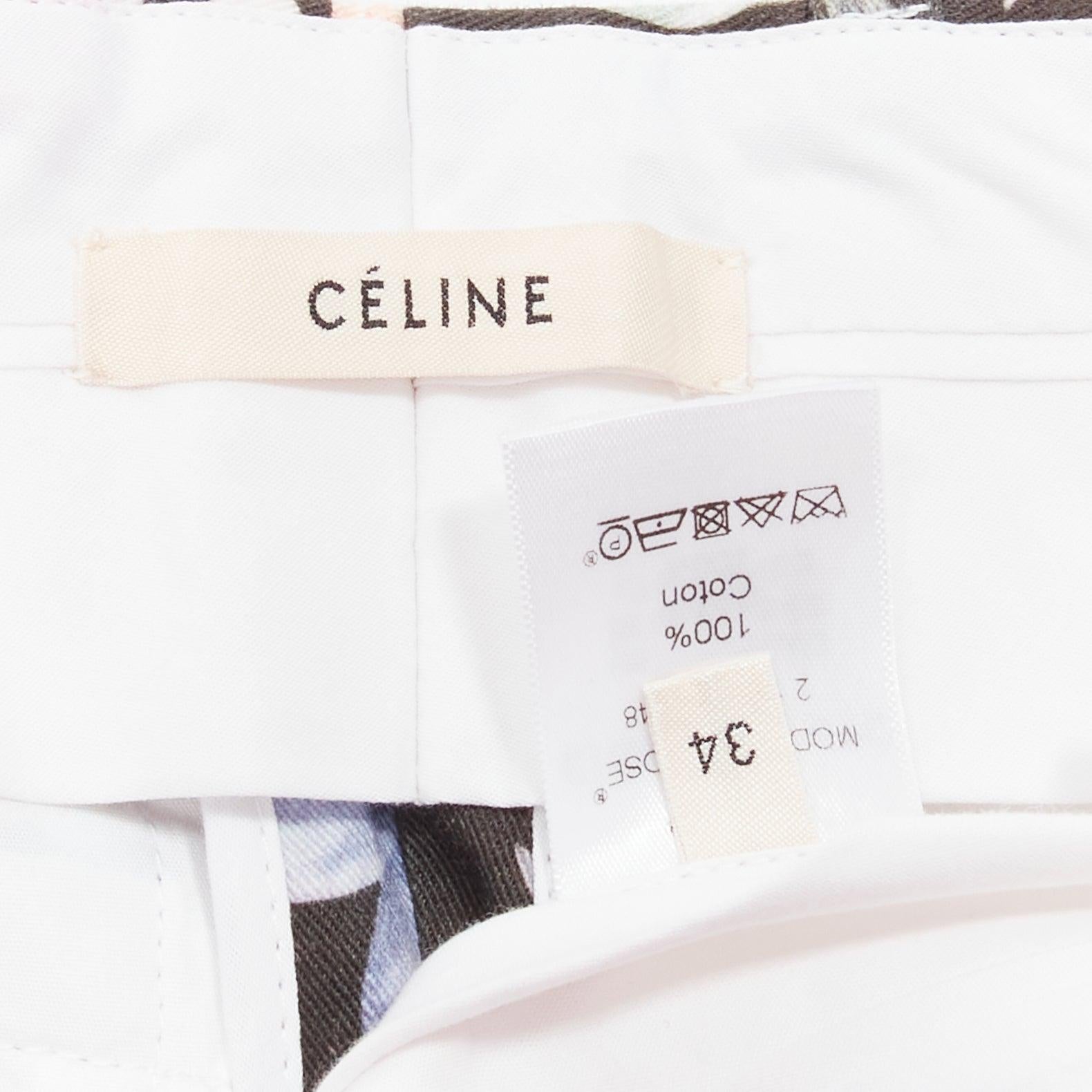 Celine Phoebe Philo - Pantalon fuselé en sergé de coton imprimé floral noir FR34 XS en vente 3