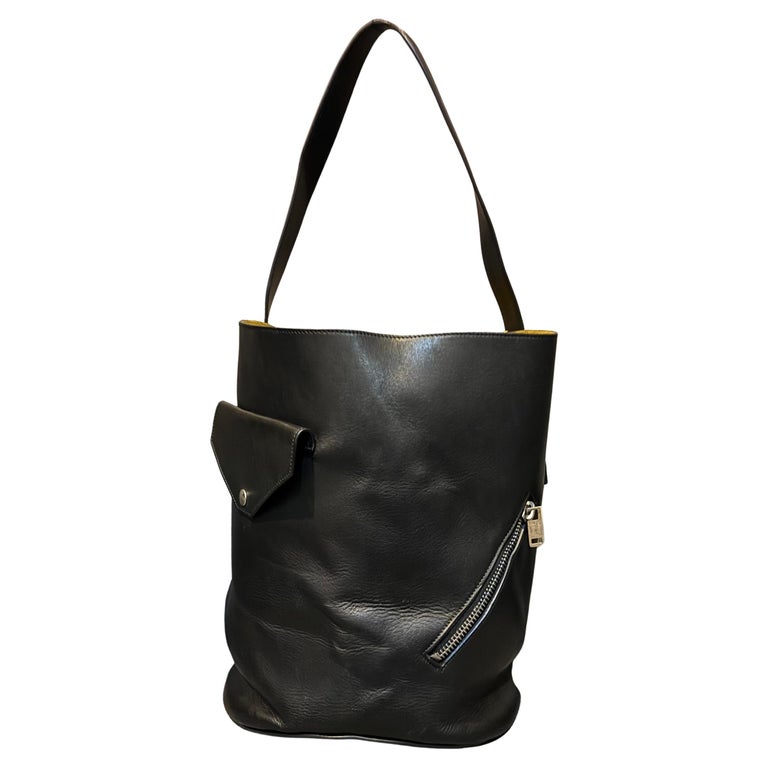 Celine Phoebe Philo Black Leather Biker Bucket Bag For Sale  display picture 1
