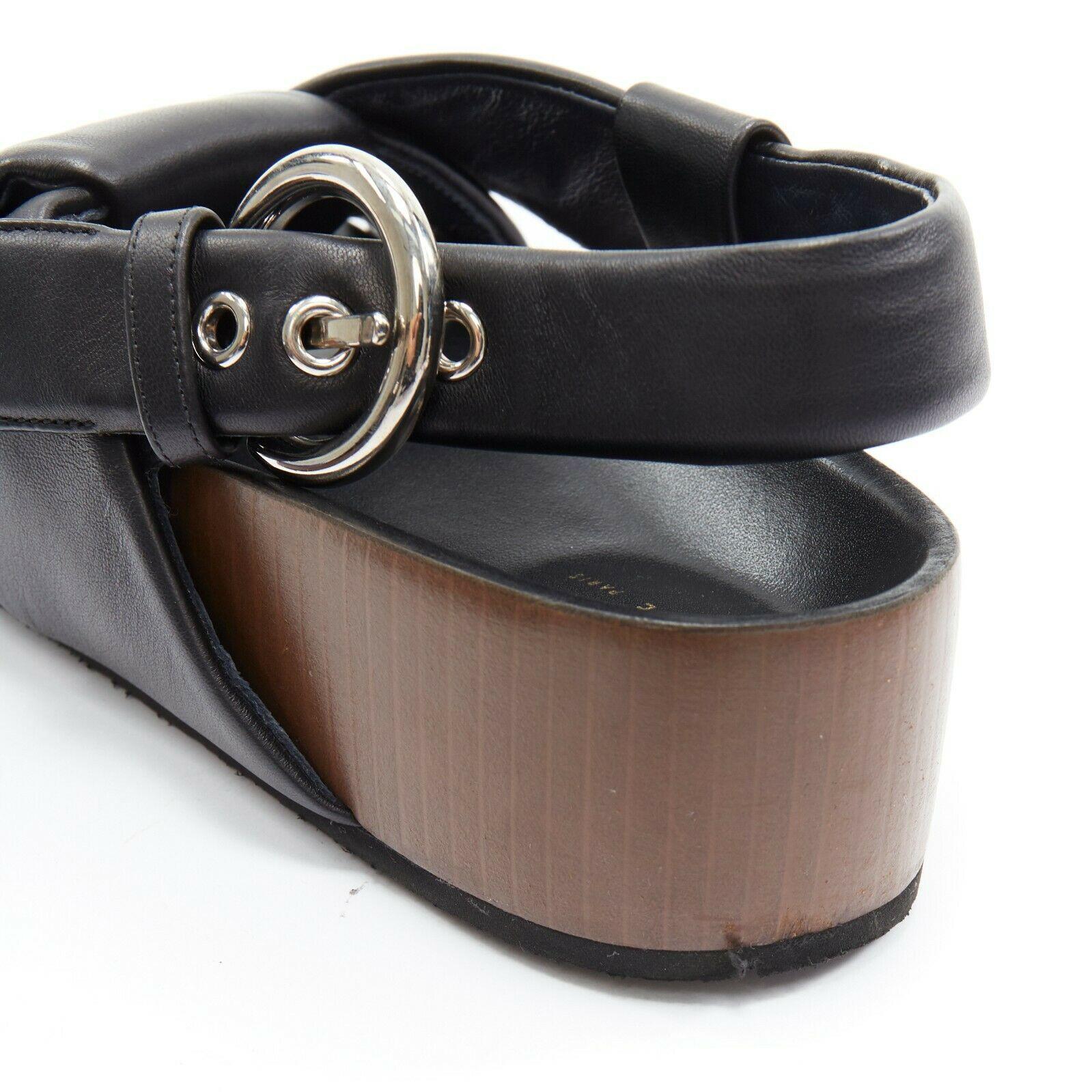 CELINE PHOEBE PHILO black padded leather twist slides slingback sandals ...