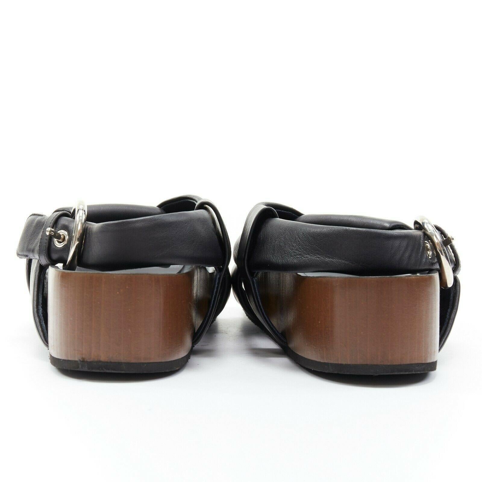 CELINE PHOEBE PHILO black padded leather twist slides slingback sandals ...