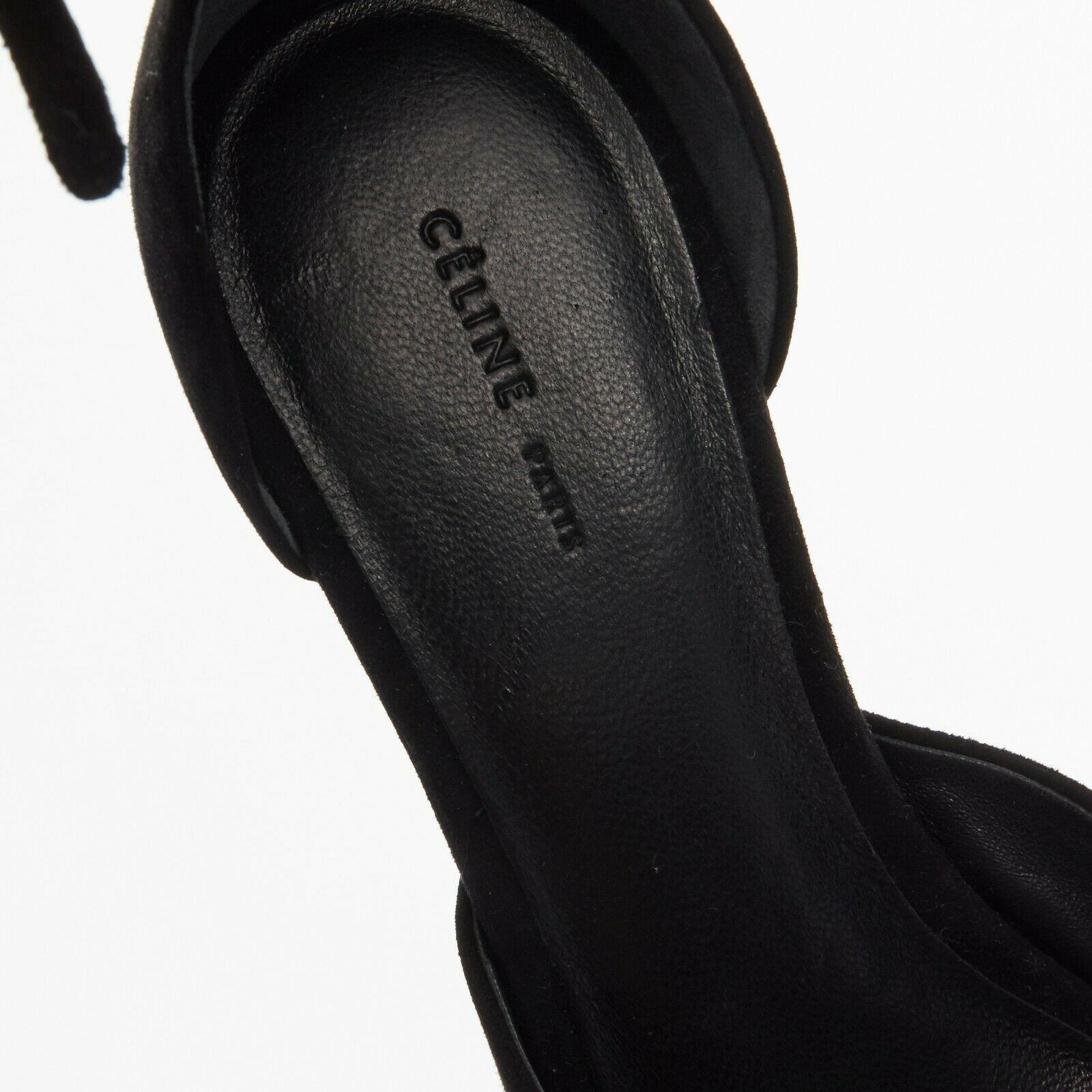 CELINE PHOEBE PHILO black suede cut out platform wedge ankle cuff heels EU36 3