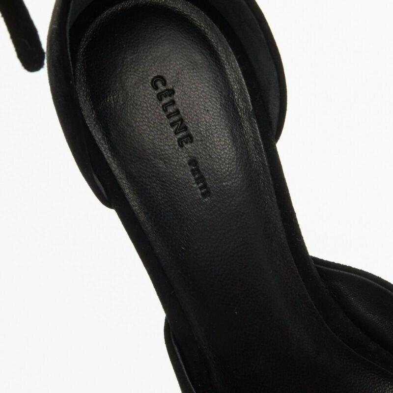CELINE PHOEBE PHILO black suede cut out platform wedge ankle cuff heels EU36 US6 For Sale 6