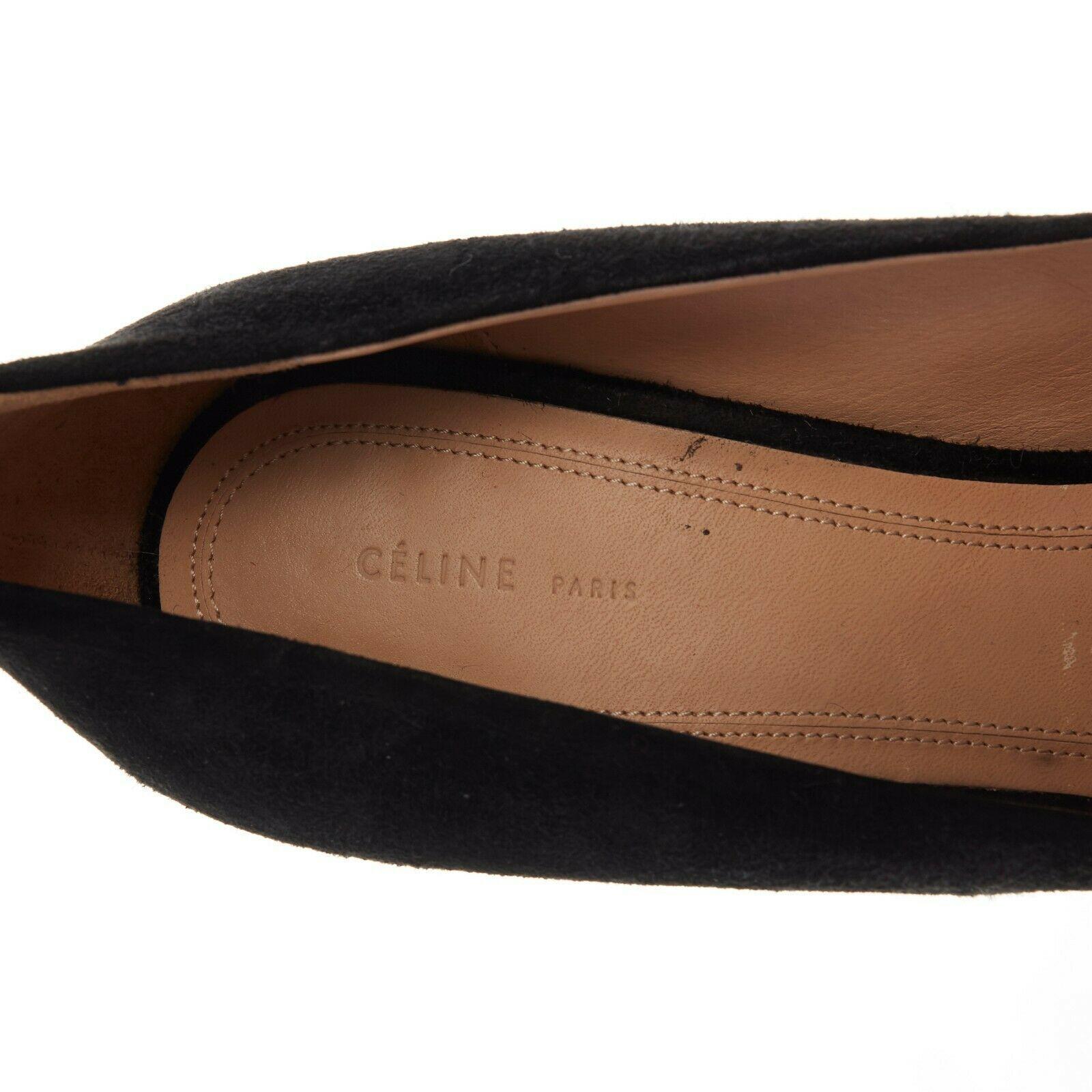 CELINE PHOEBE PHILO black suede red platform wedge wide ankle cuff heels EU38.5 3