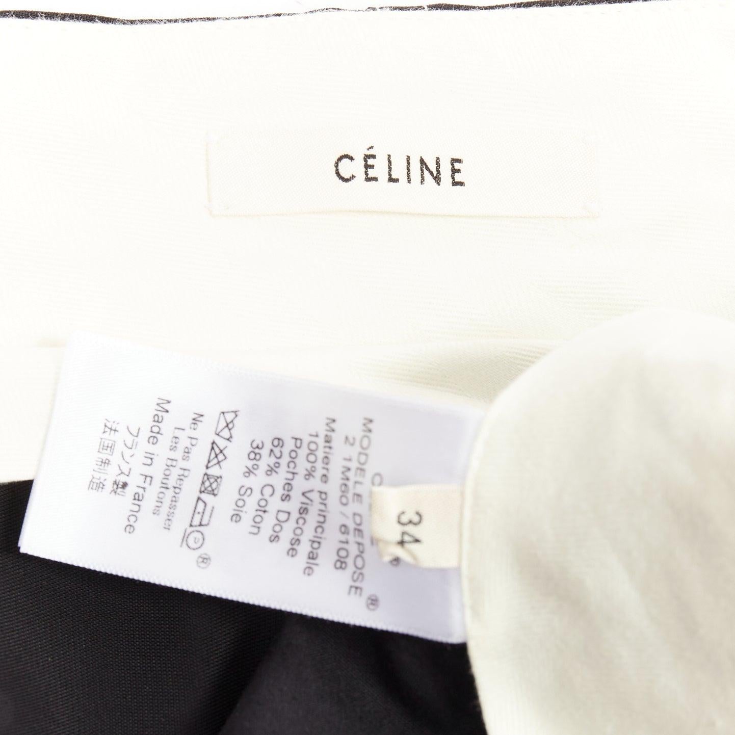 CELINE Phoebe Philo black white overstitch red button wide pants FR34 XS 3
