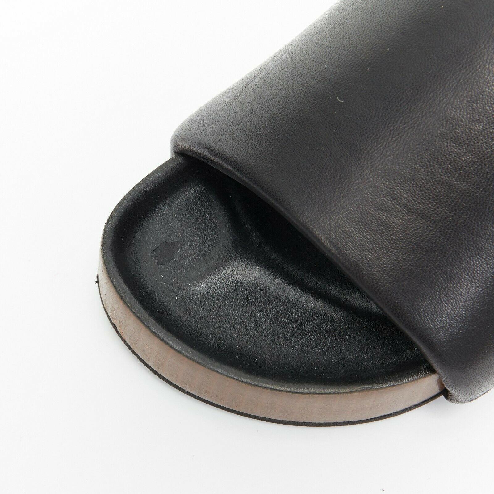 CELINE PHOEBE PHILO Boxy black padded leather thick band thick sole slides EU37 3