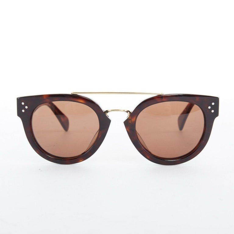 CELINE PHOEBE PHILO brown acetate thick frame browbar brown lens