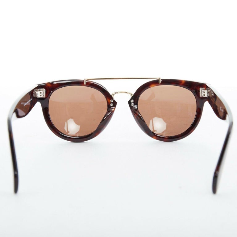 CELINE PHOEBE PHILO brown acetate thick frame browbar brown lens
