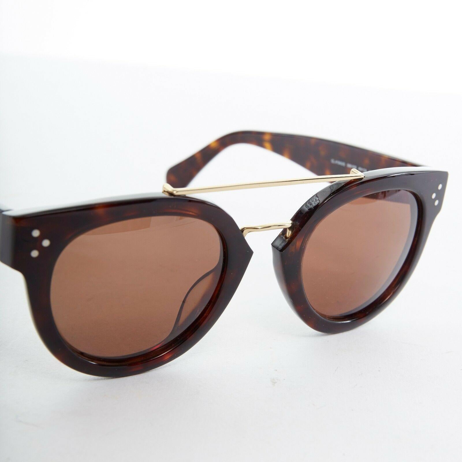 Brown CELINE PHOEBE PHILO brown acetate thick frame browbar brown lens sunglasses