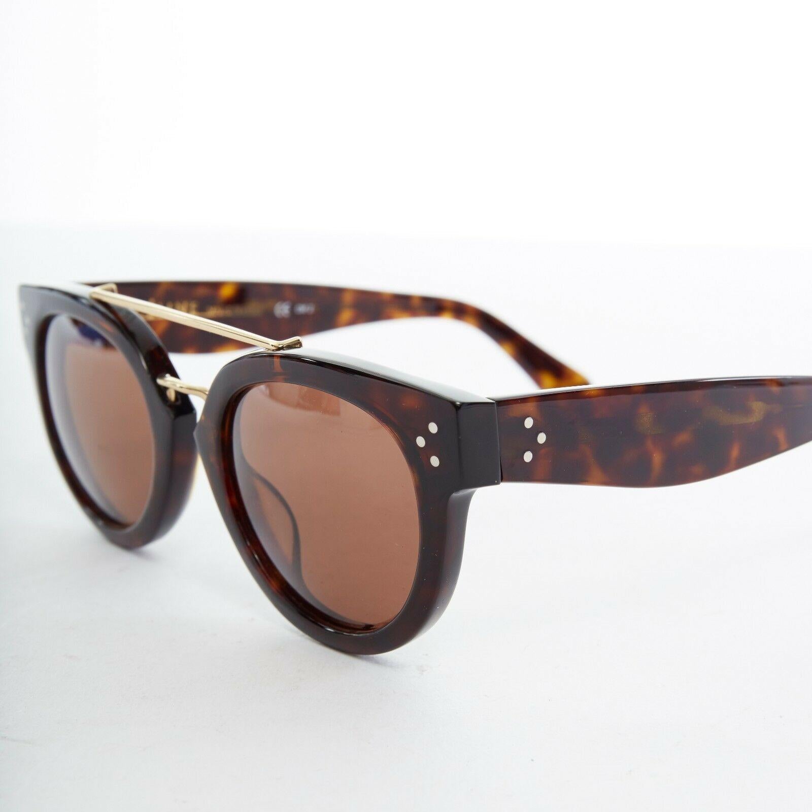 CELINE PHOEBE PHILO brown acetate thick frame browbar brown lens sunglasses In Excellent Condition In Hong Kong, NT