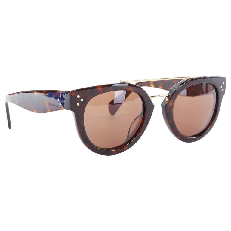 CELINE PHOEBE PHILO brown acetate thick frame browbar brown lens