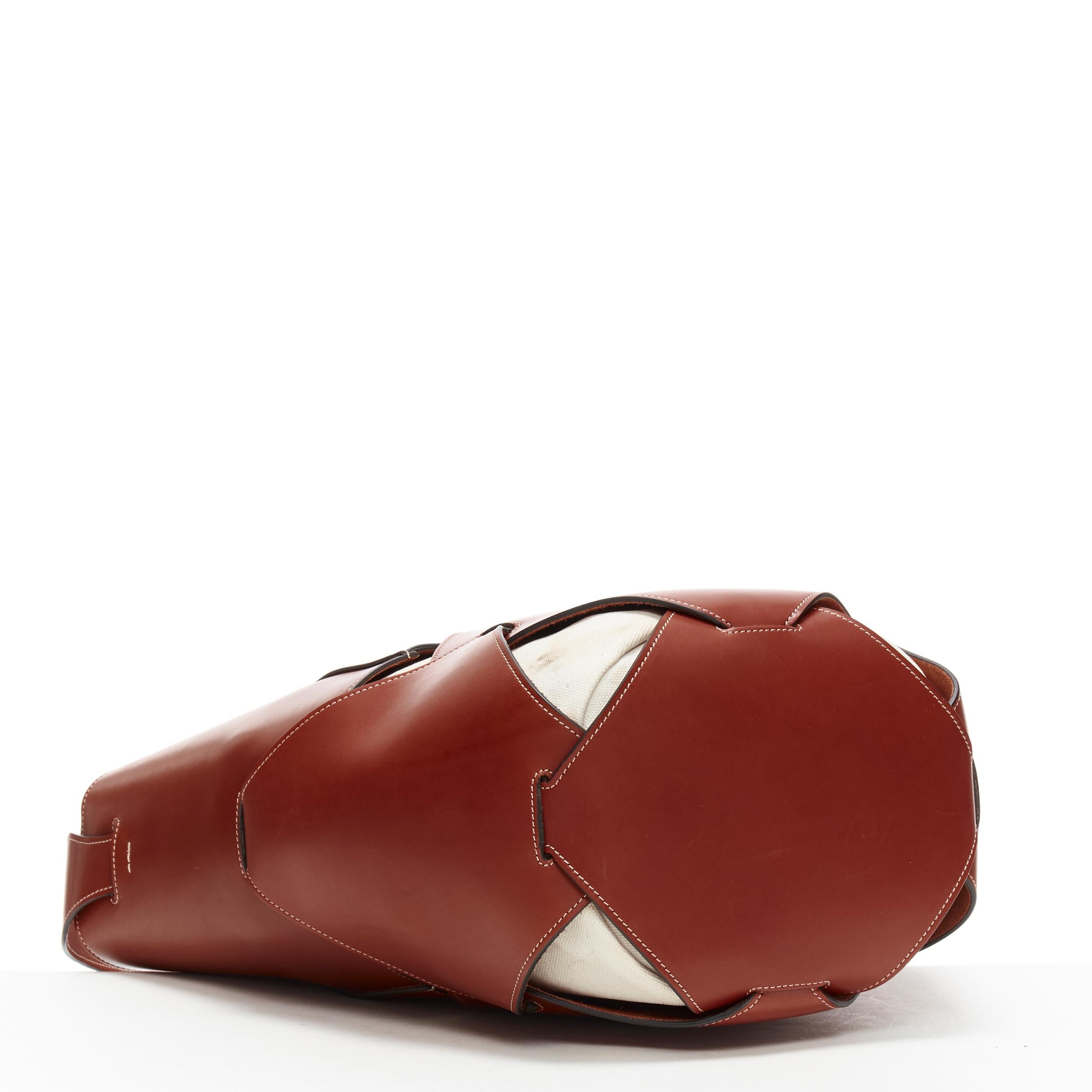 Brown CELINE PHOEBE PHILO brown calf leather woven base canvas lined shoulder bag