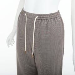 CELINE Phoebe Philo brown check wool silk drawstring pajama pants FR36 S