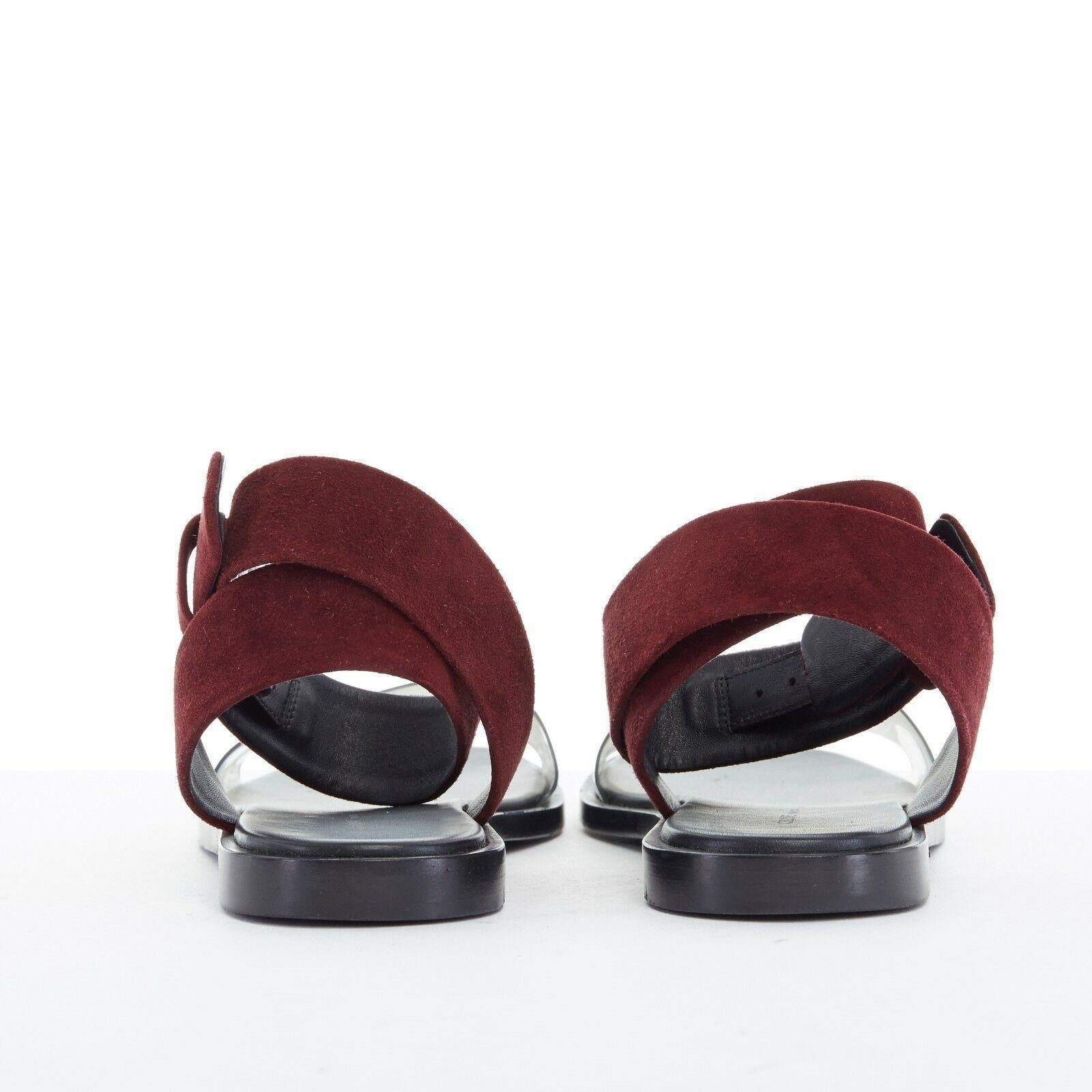 burgundy flat sandals