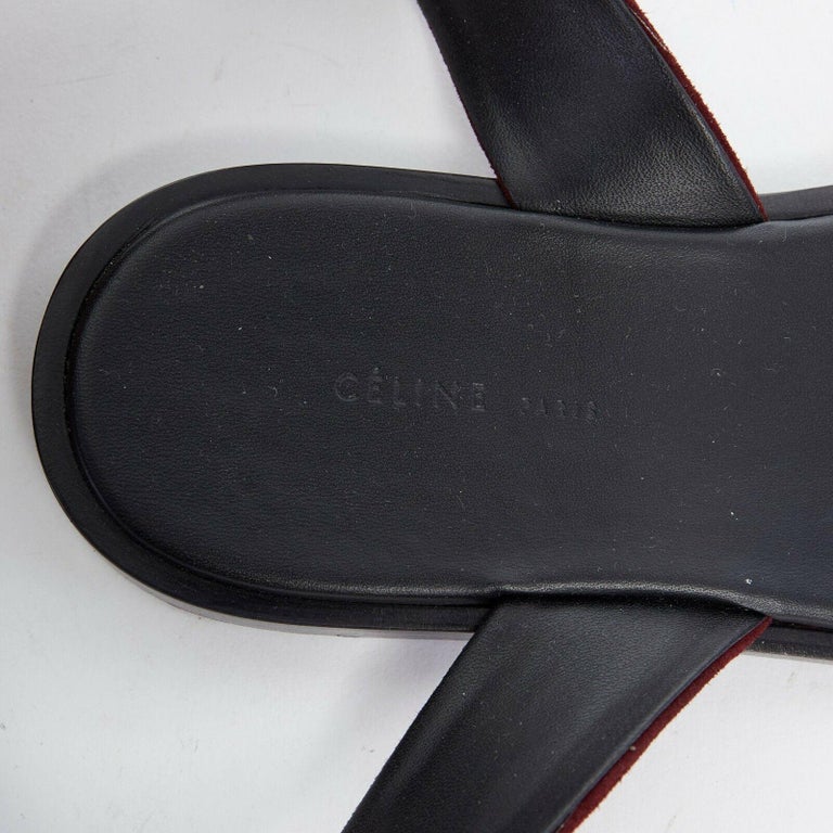 CELINE PHOEBE PHILO burgundy suede leather clear PVC flat sandals EU36 ...