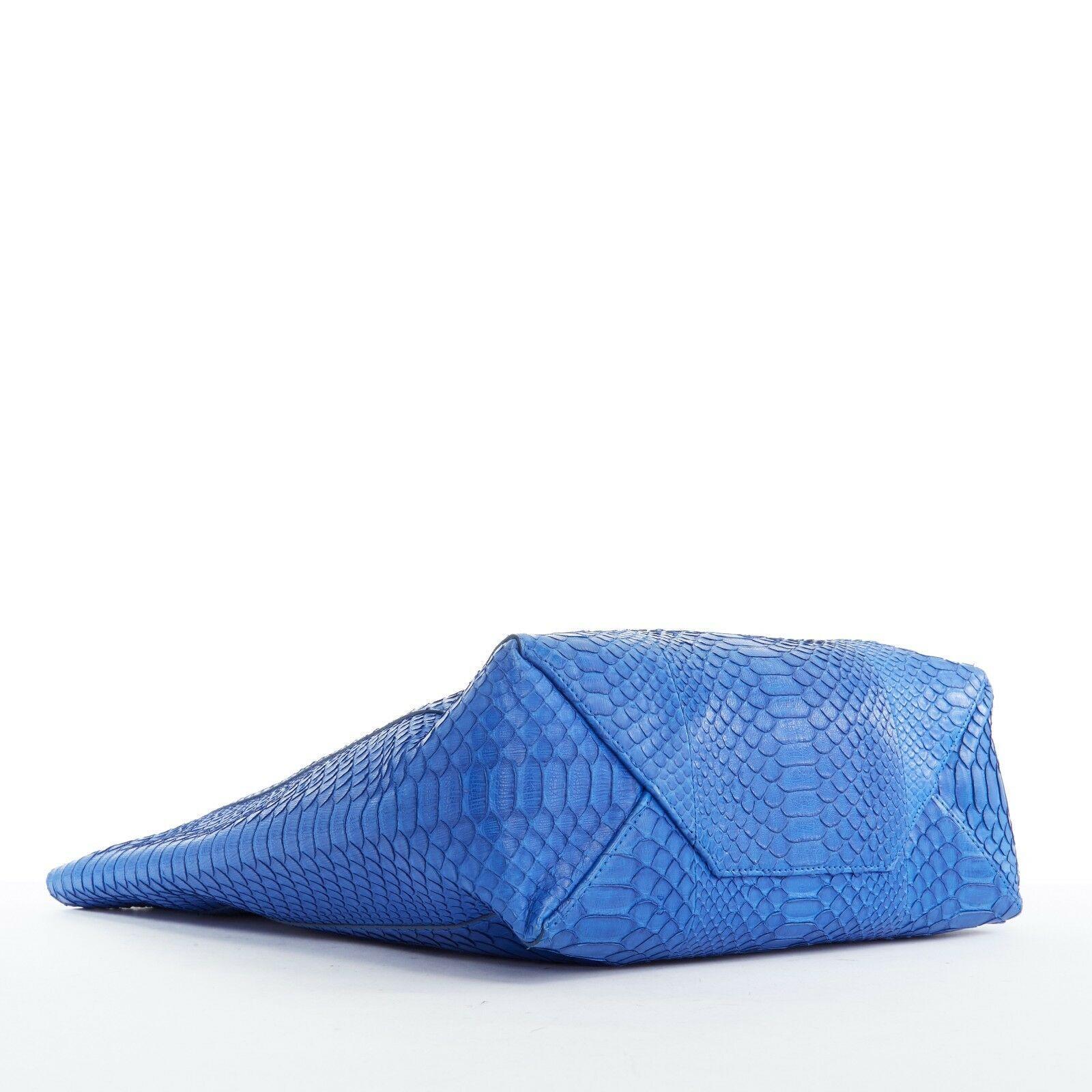 CELINE PHOEBE PHILO Cabas cobalt blue python leather verticle tote shopper bag 1