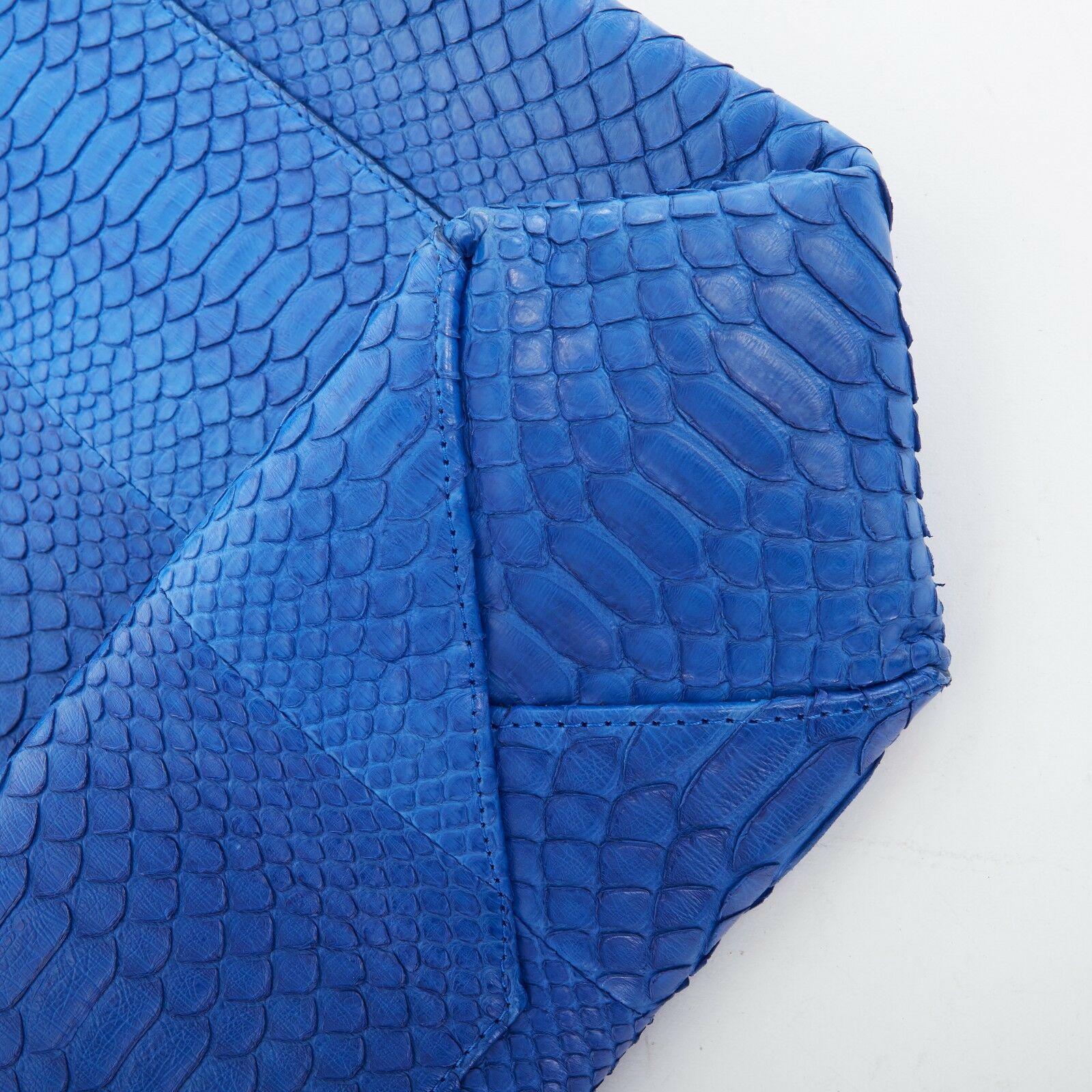 CELINE PHOEBE PHILO Cabas cobalt blue python leather verticle tote shopper bag 3