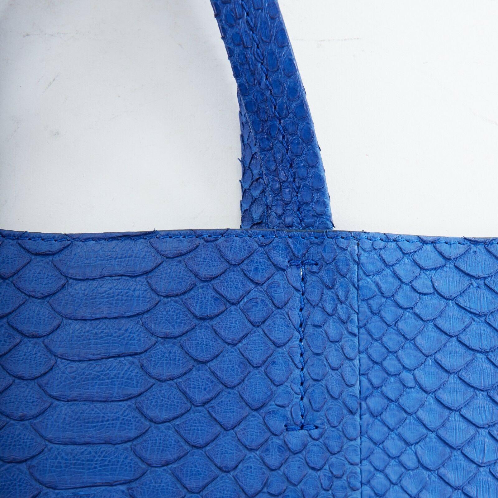 CELINE PHOEBE PHILO Cabas cobalt blue python leather verticle tote shopper bag 4