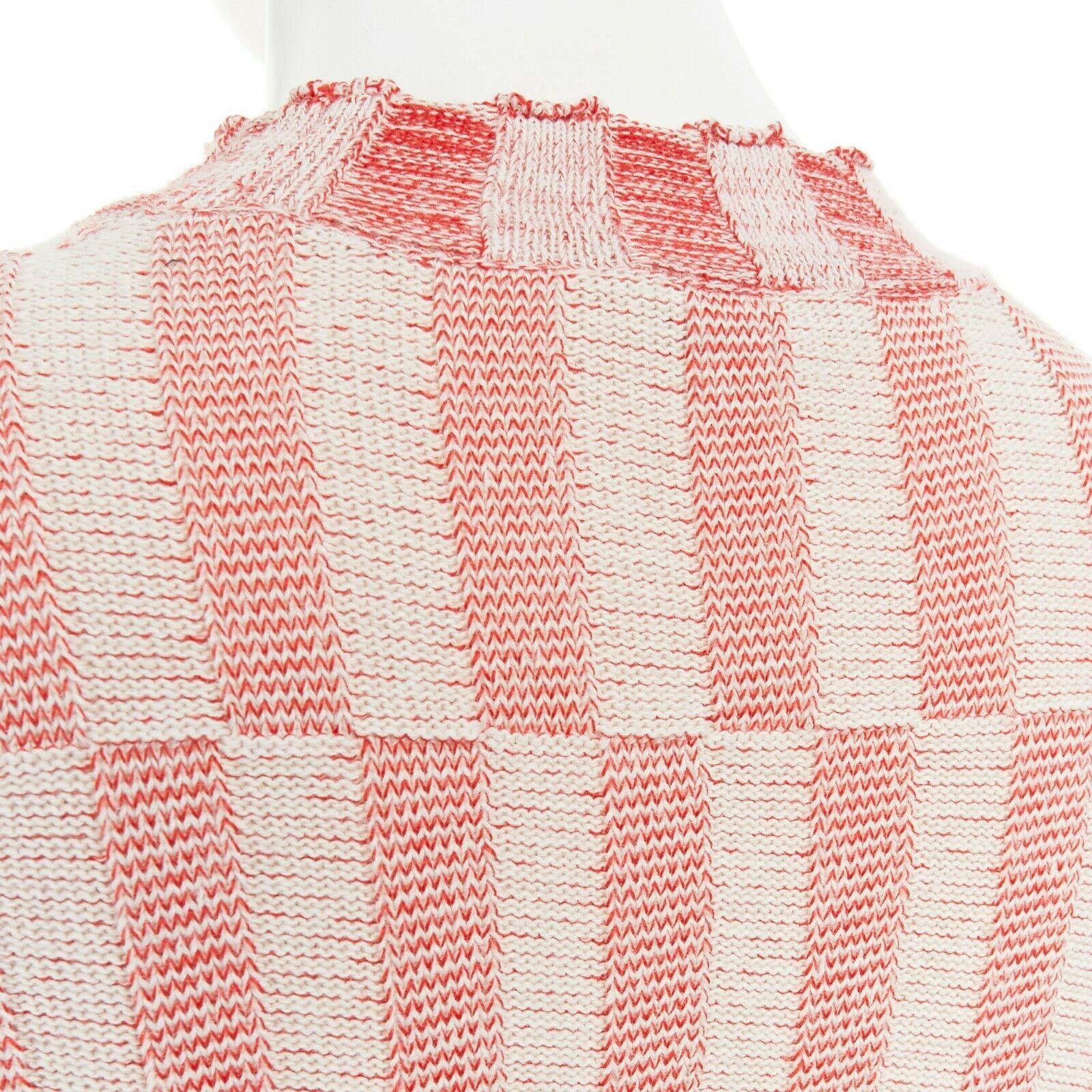 CELINE PHOEBE PHILO cotton blend red beige stripe ribbed knit sweater top M 3