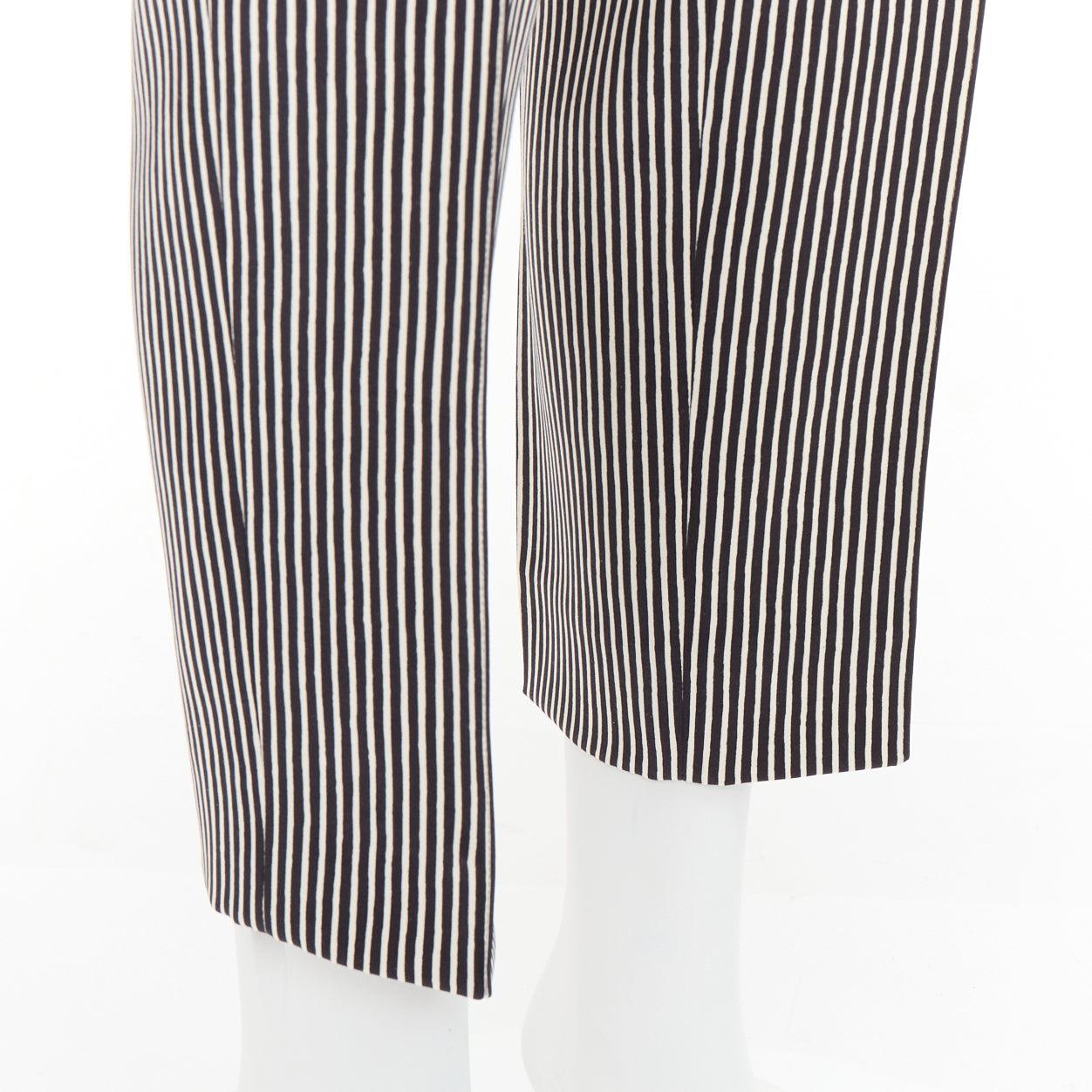 CELINE Phoebe Philo cream black silk new pure wool striped trousers FR36 S For Sale 2