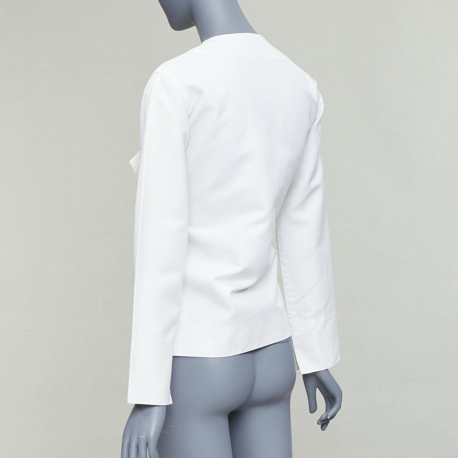 CELINE Phoebe Philo cream cotton silk tie front straight jacket FR36 S For Sale 2