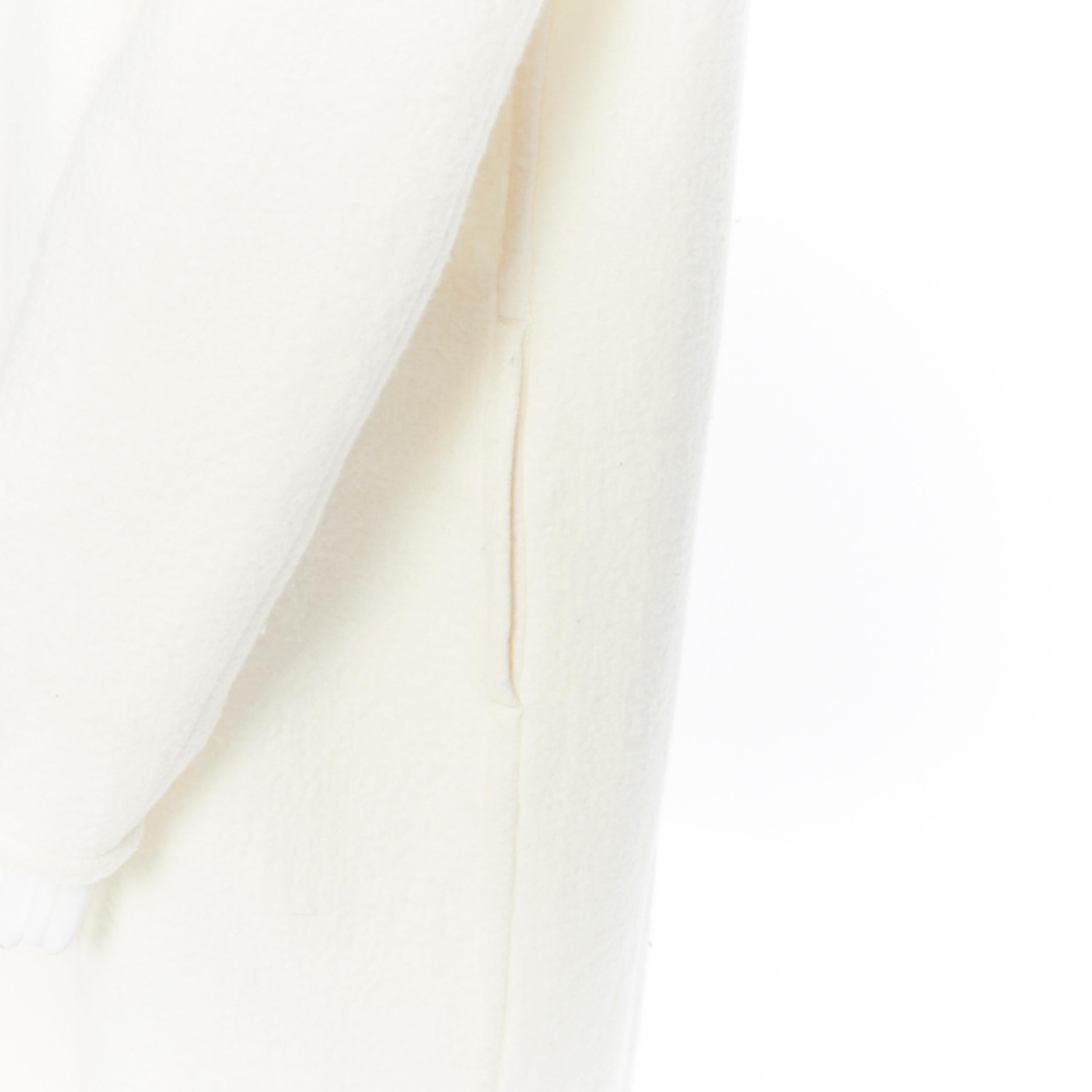 CELINE PHOEBE PHILO cream white 100% boiled wool minimalist cocoon coat FR38 M 2