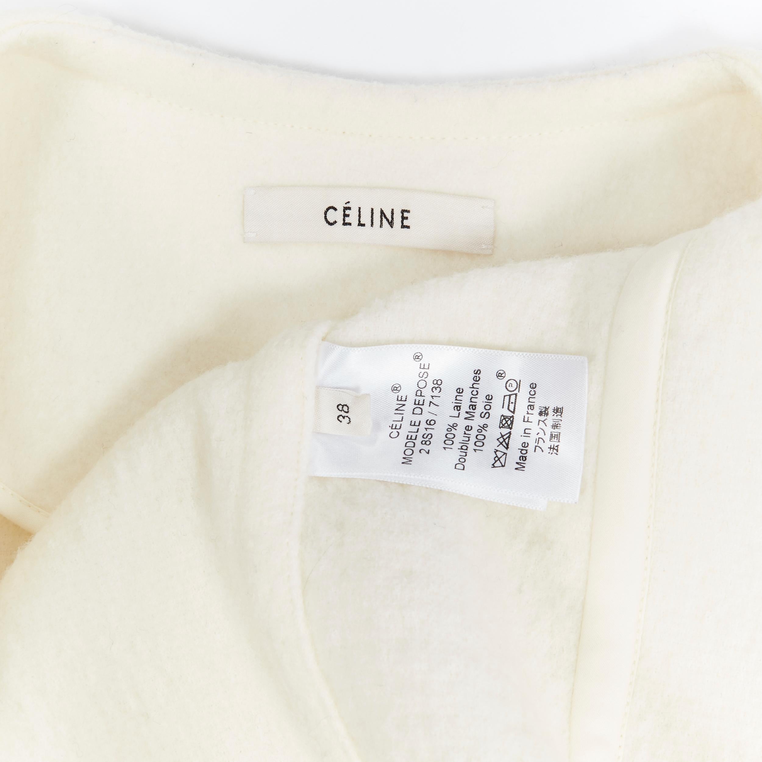 CELINE PHOEBE PHILO cream white 100% boiled wool minimalist cocoon coat FR38 M 3