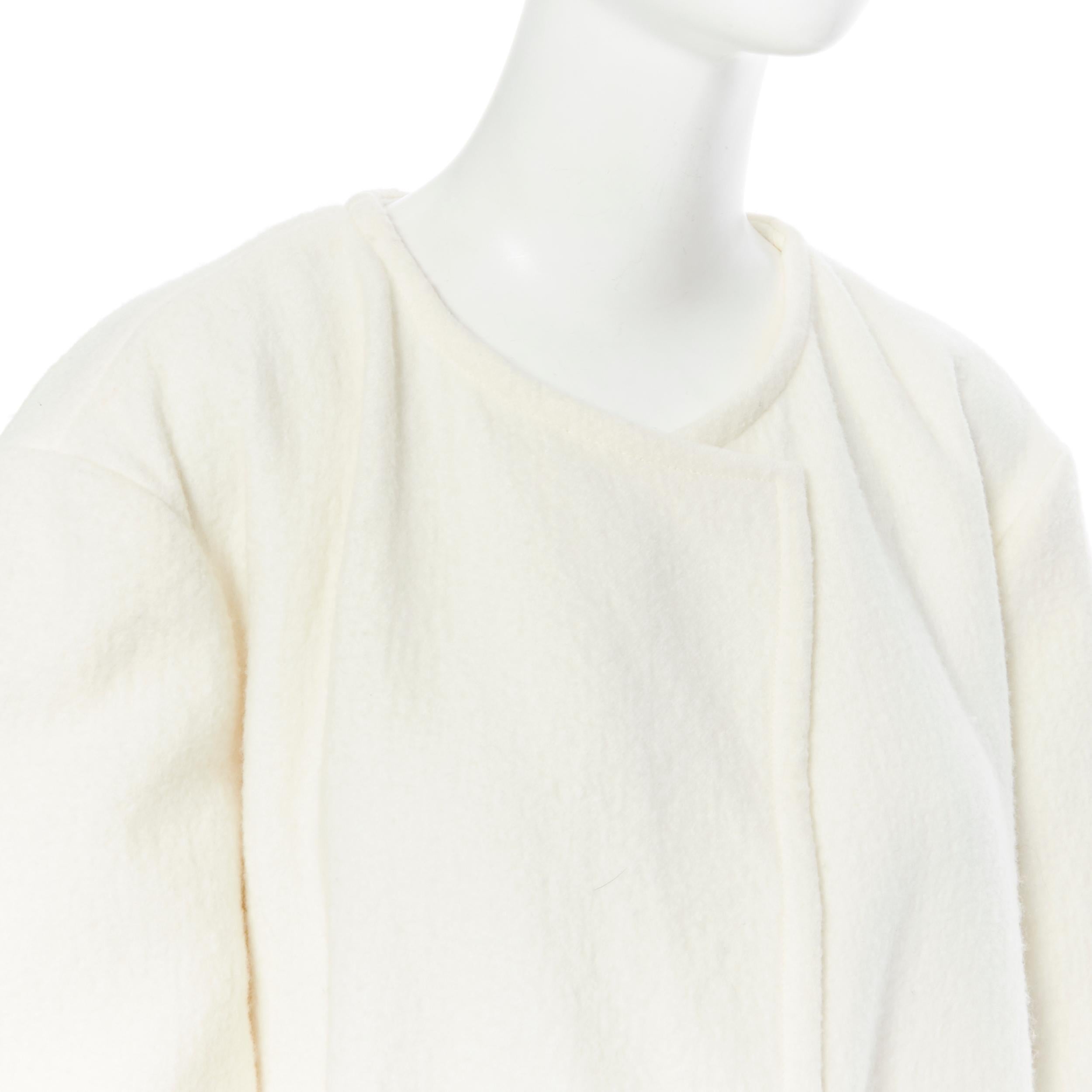 CELINE PHOEBE PHILO cream white 100% boiled wool minimalist cocoon coat FR38 M In Excellent Condition In Hong Kong, NT
