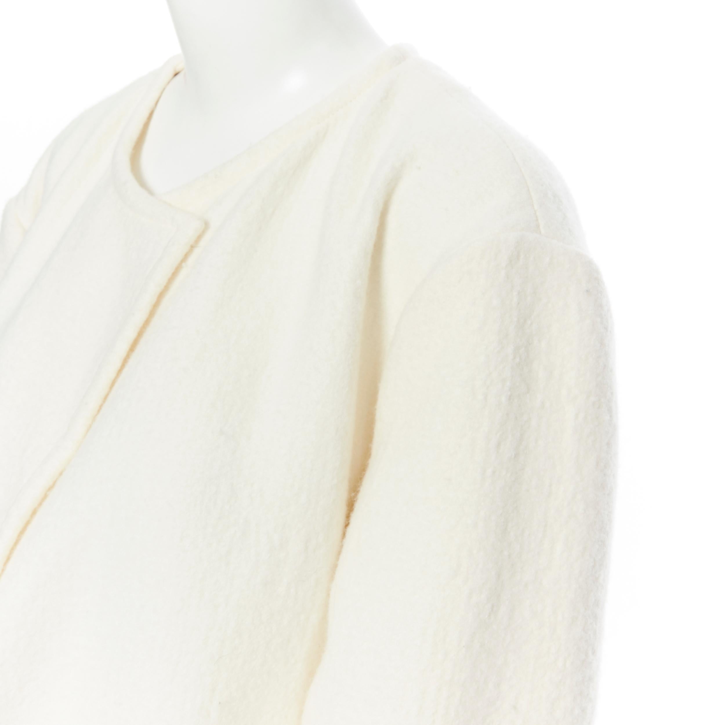 Women's CELINE PHOEBE PHILO cream white 100% boiled wool minimalist cocoon coat FR38 M