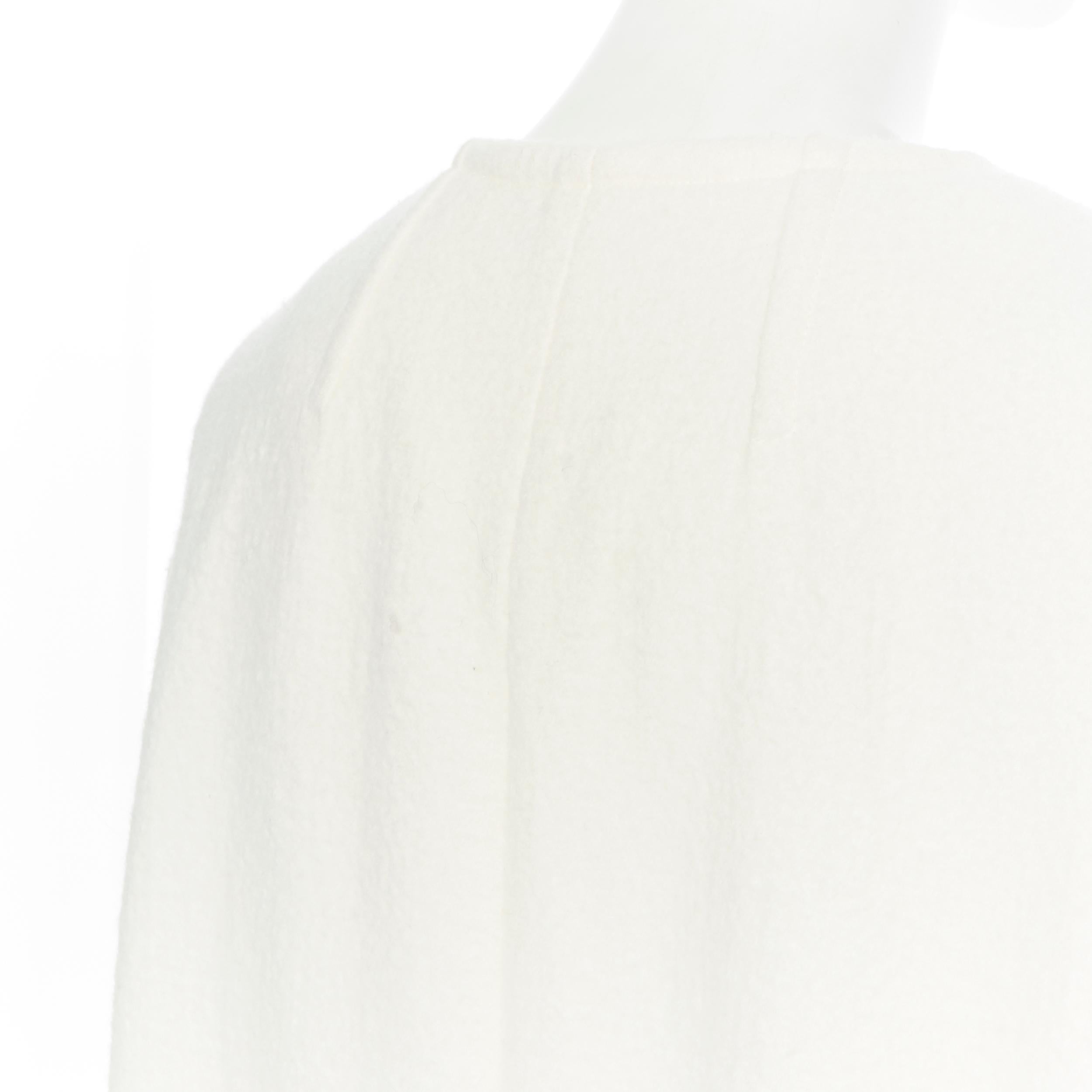 CELINE PHOEBE PHILO cream white 100% boiled wool minimalist cocoon coat FR38 M 1