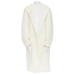 CELINE PHOEBE PHILO cream white 100% boiled wool minimalist cocoon coat FR38 M