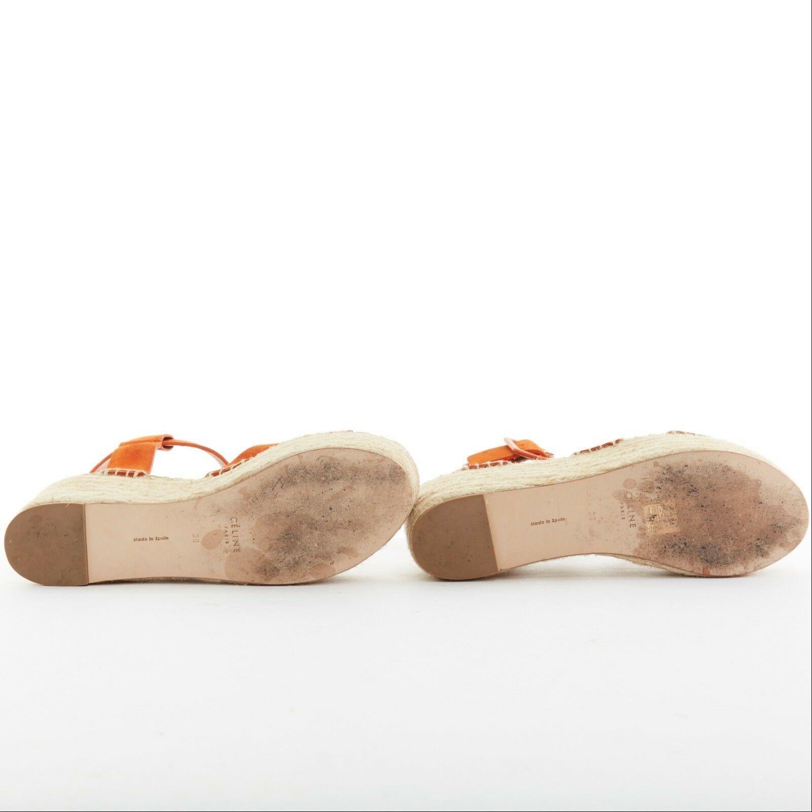 Women's CELINE PHOEBE PHILO Criss Cross orange suede espadrille platform sandal EU38 US8