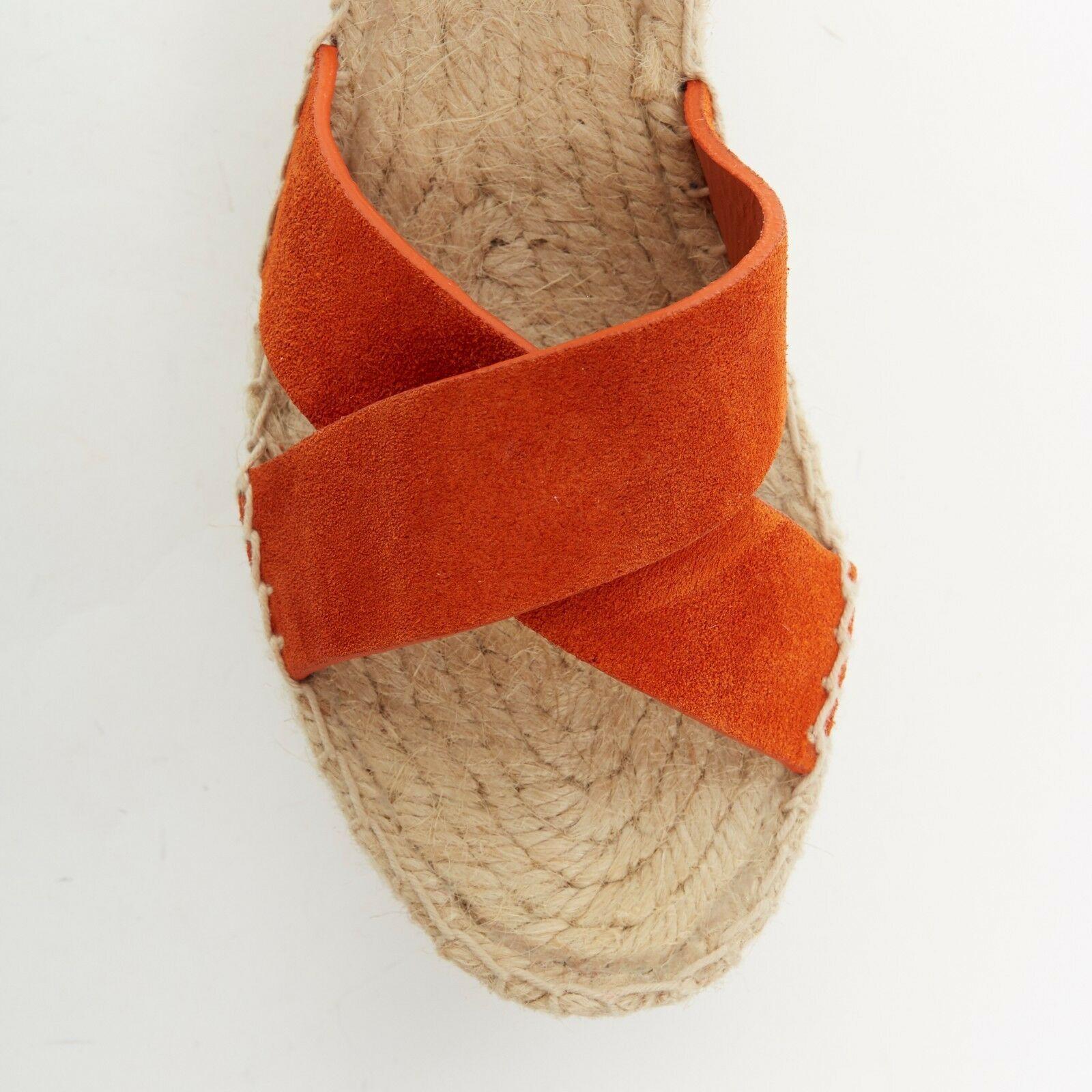 CELINE PHOEBE PHILO Criss Cross orange suede espadrille platform sandal EU38 US8 1