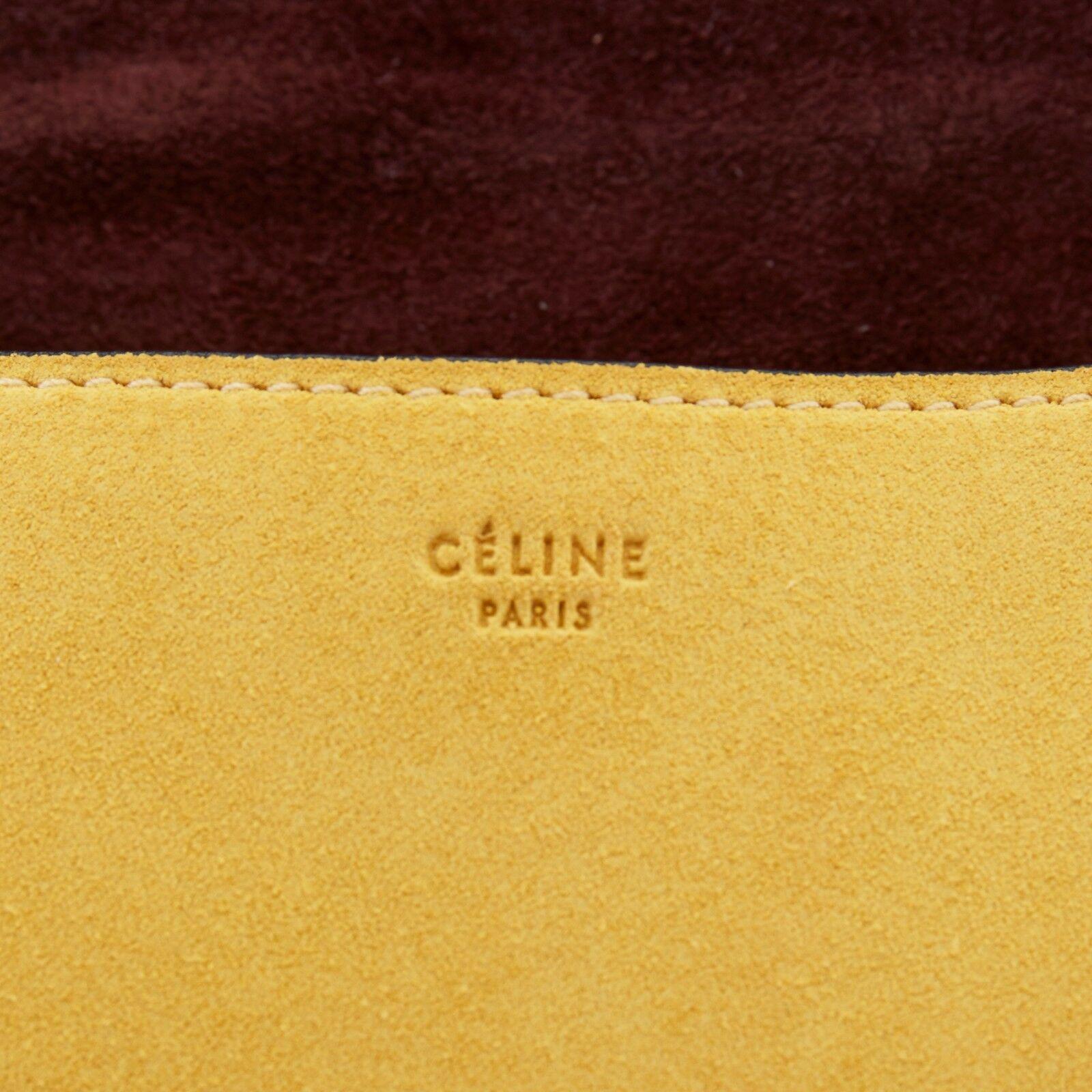 CELINE PHOEBE PHILO Diamond burgundy yellow leather shoulder clutch bag 4