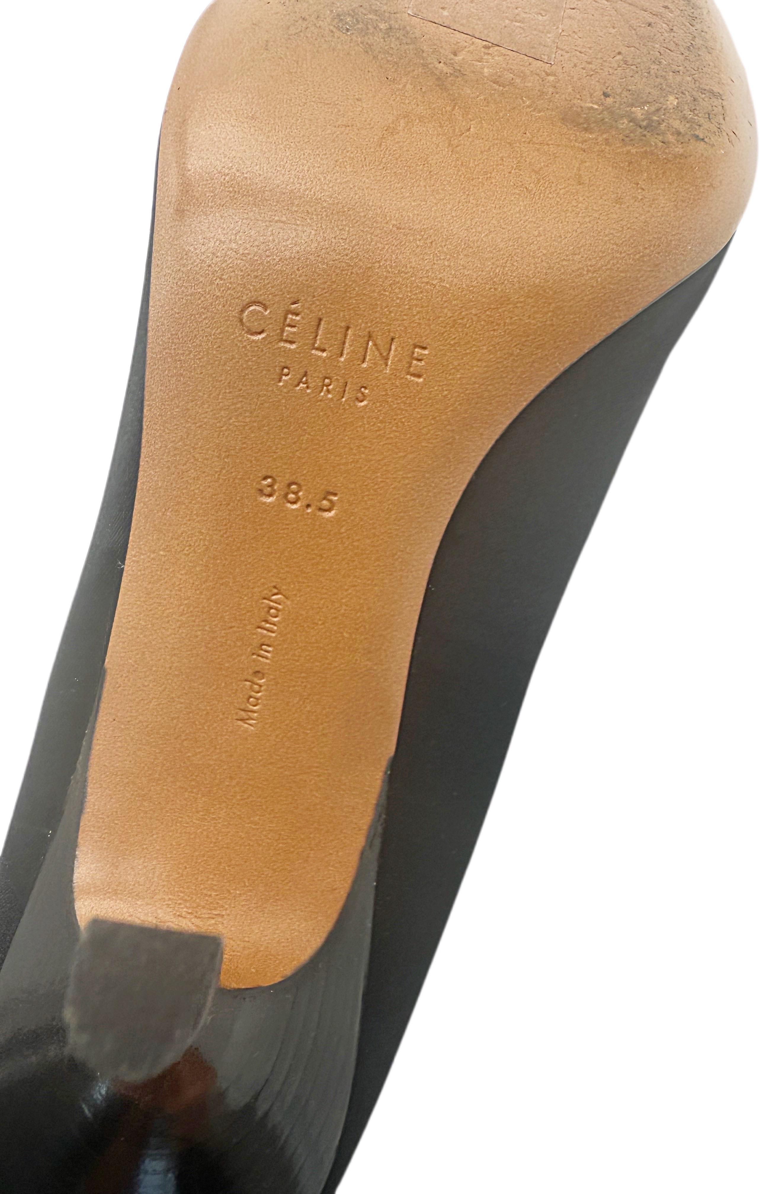 Celine Phoebe Philo Fall 2016 38.5 V-Neck Black Silk Pointy Toe High Heels Shoes For Sale 7