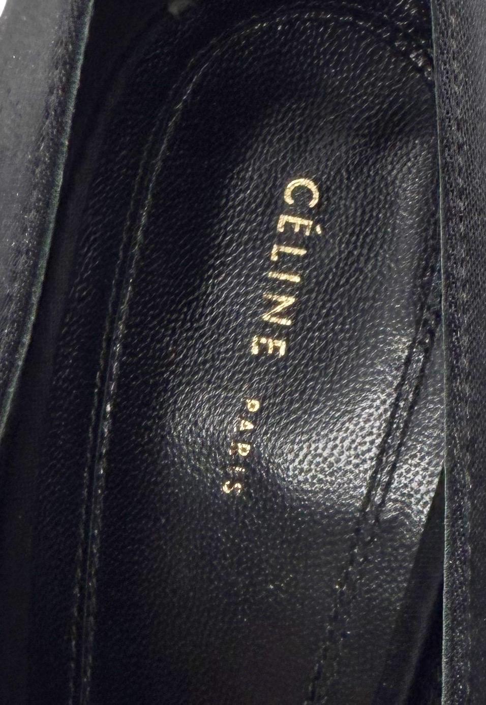 Celine Phoebe Philo Fall 2016 38.5 V-Neck Black Silk Pointy Toe High Heels Shoes For Sale 2