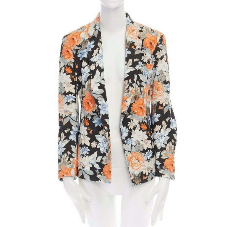 CELINE PHOEBE PHILO floral print double breasted cotton wool blazer ...