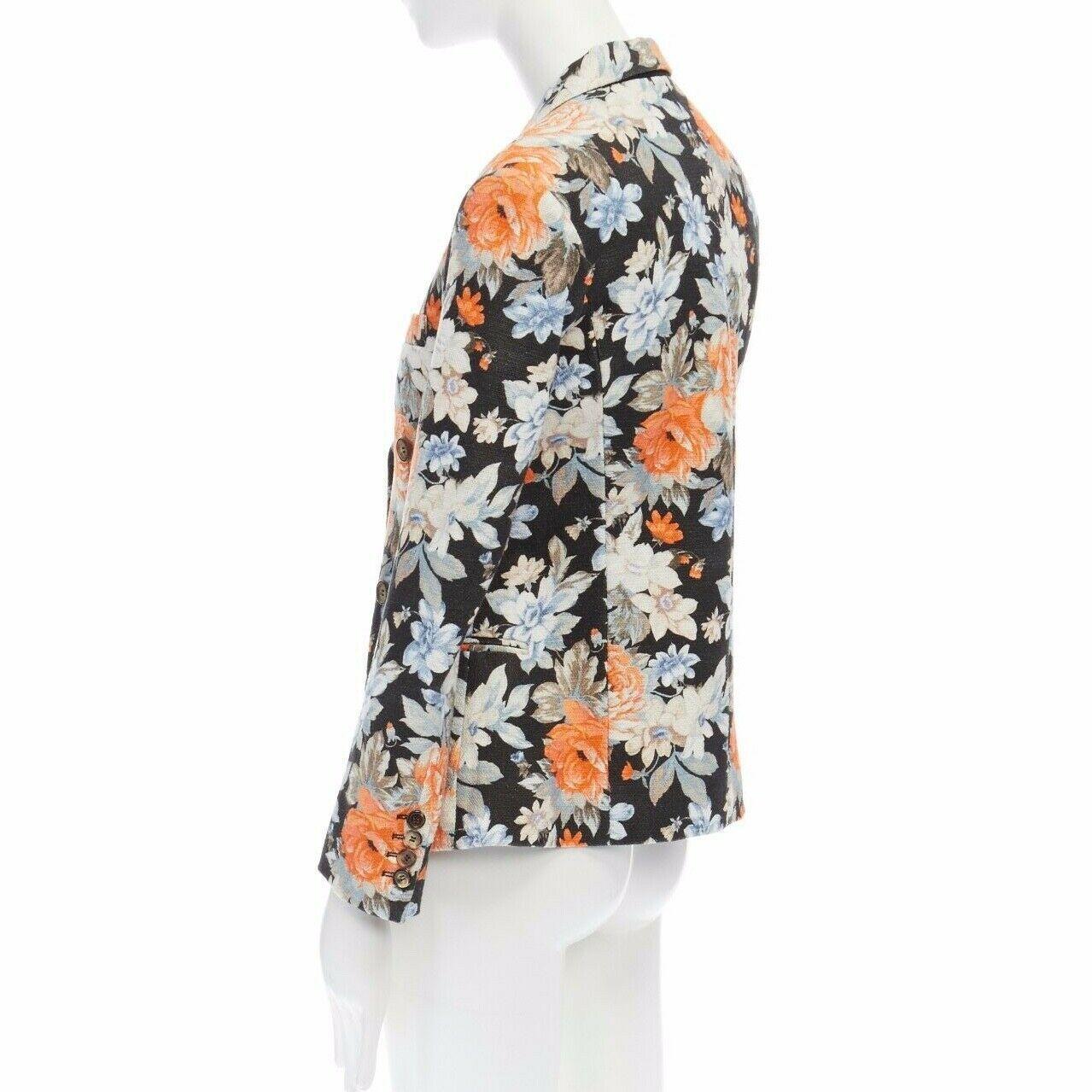 Women's CELINE PHOEBE PHILO floral print double breasted cotton wool blazer jacket FR36