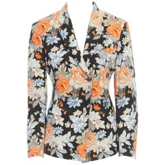 CELINE PHOEBE PHILO floral print double breasted cotton wool blazer jacket FR36