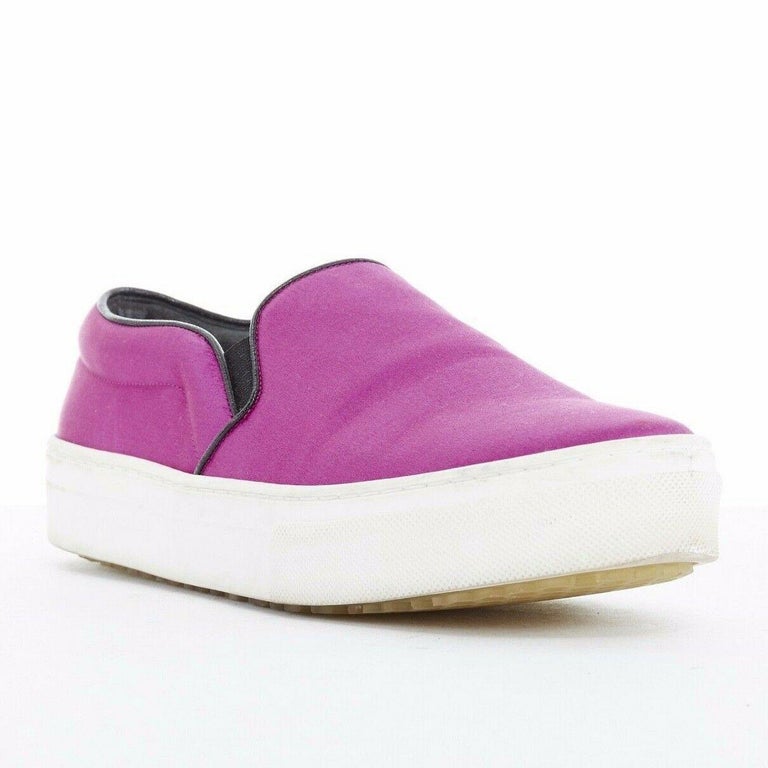 CELINE PHOEBE PHILO fuschia pink silk satin slip on skate