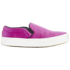 CELINE PHOEBE PHILO fuschia pink silk satin slip on skate sneakers shoes EU35.5