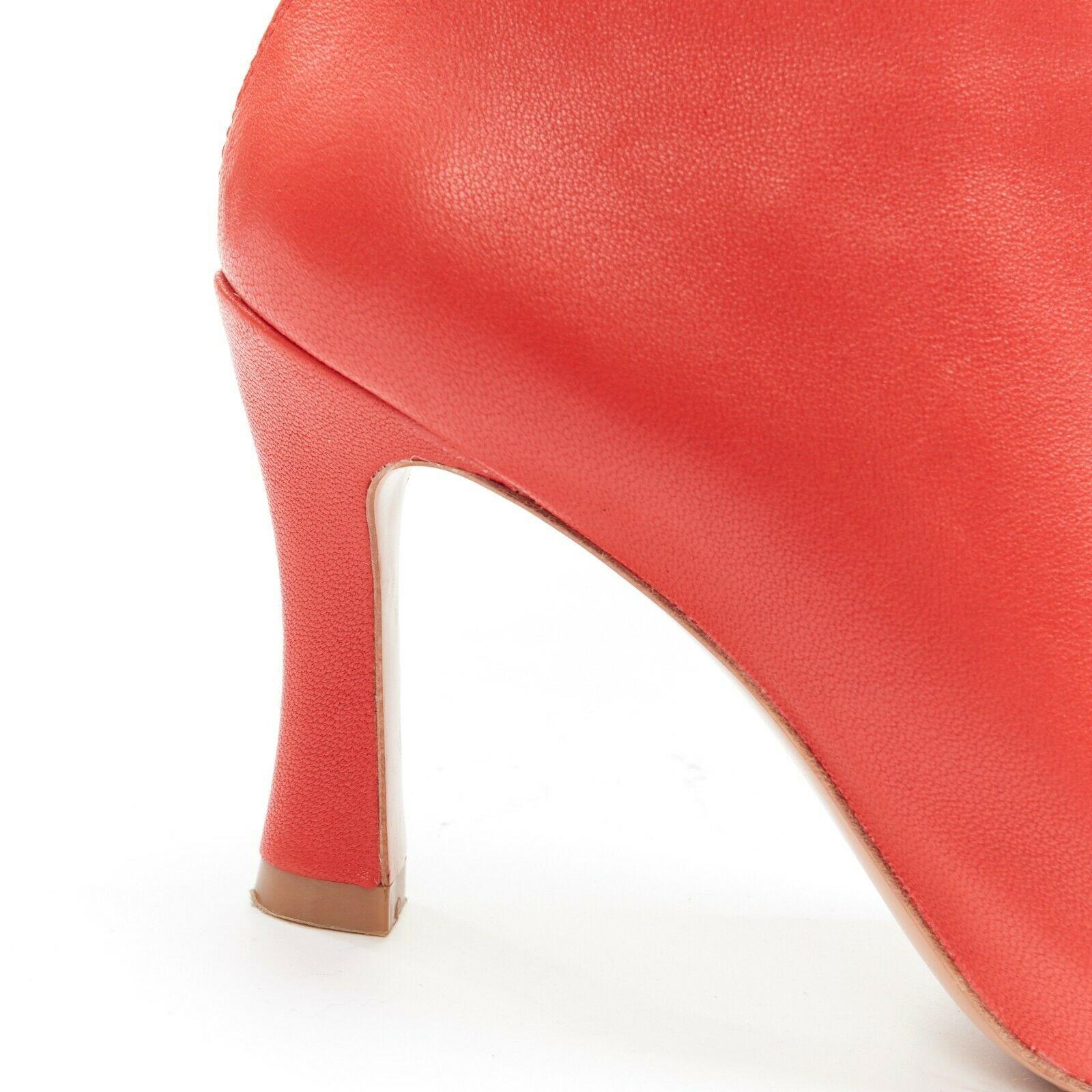 CELINE PHOEBE PHILO Glove 90 Fox Red soft leather square toe stretch bootie EU37 3