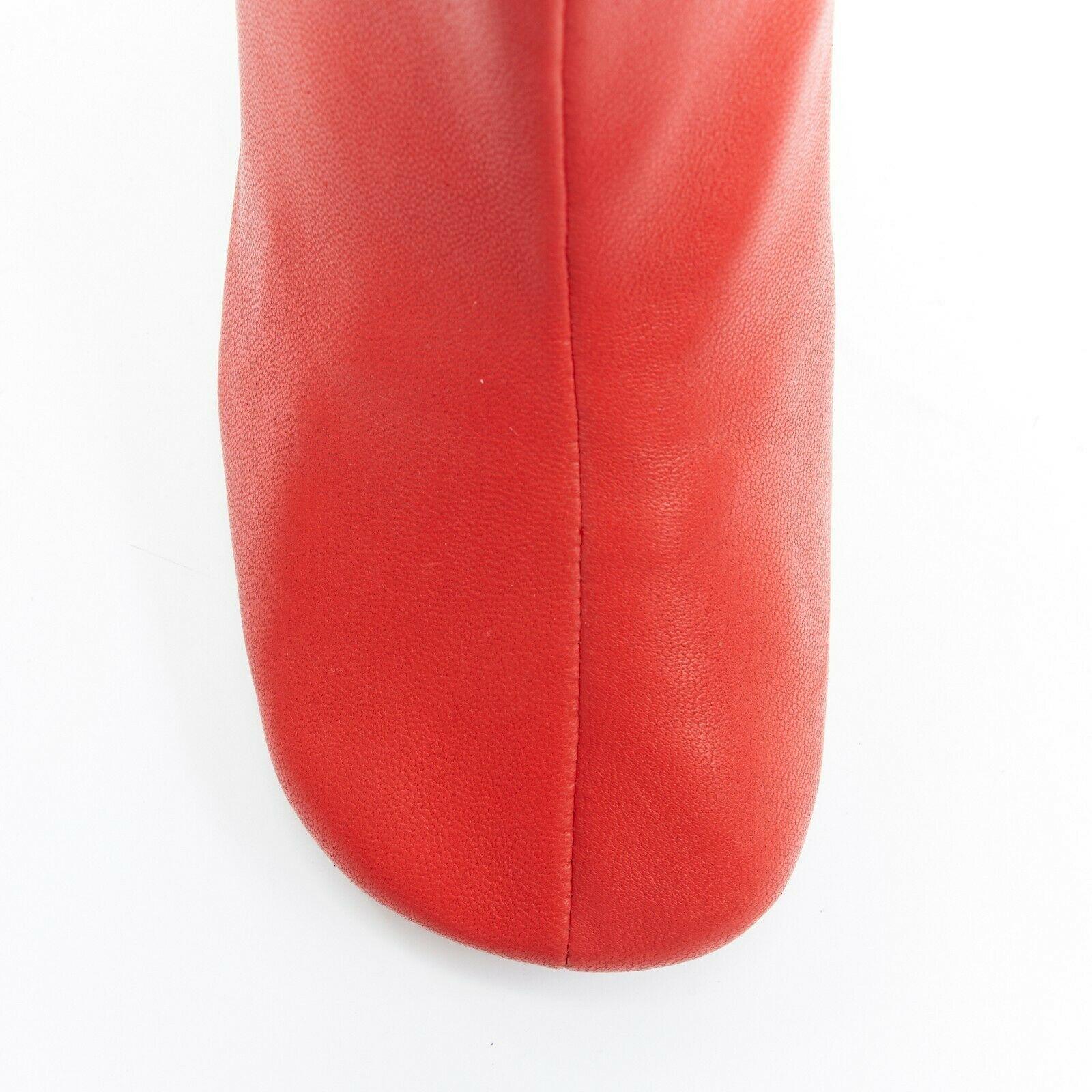Women's CELINE PHOEBE PHILO Glove 90 Fox Red soft leather square toe stretch bootie EU37