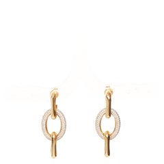 CELINE Phoebe Philo gold brass crystal interlinked trio loop hoop earrings Pair