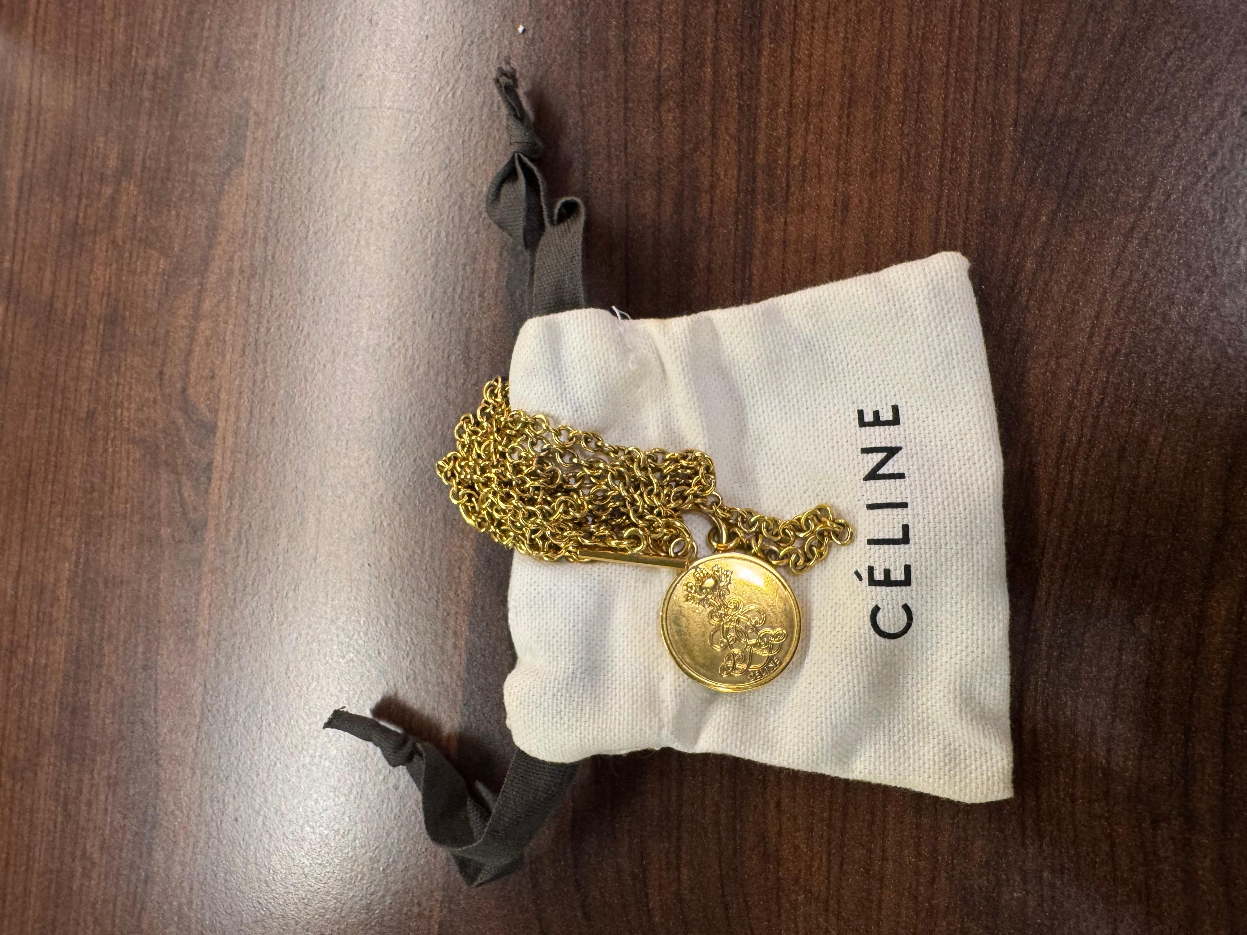 Celine Phoebe Philo Gold Medallion Long Chain Necklace 6