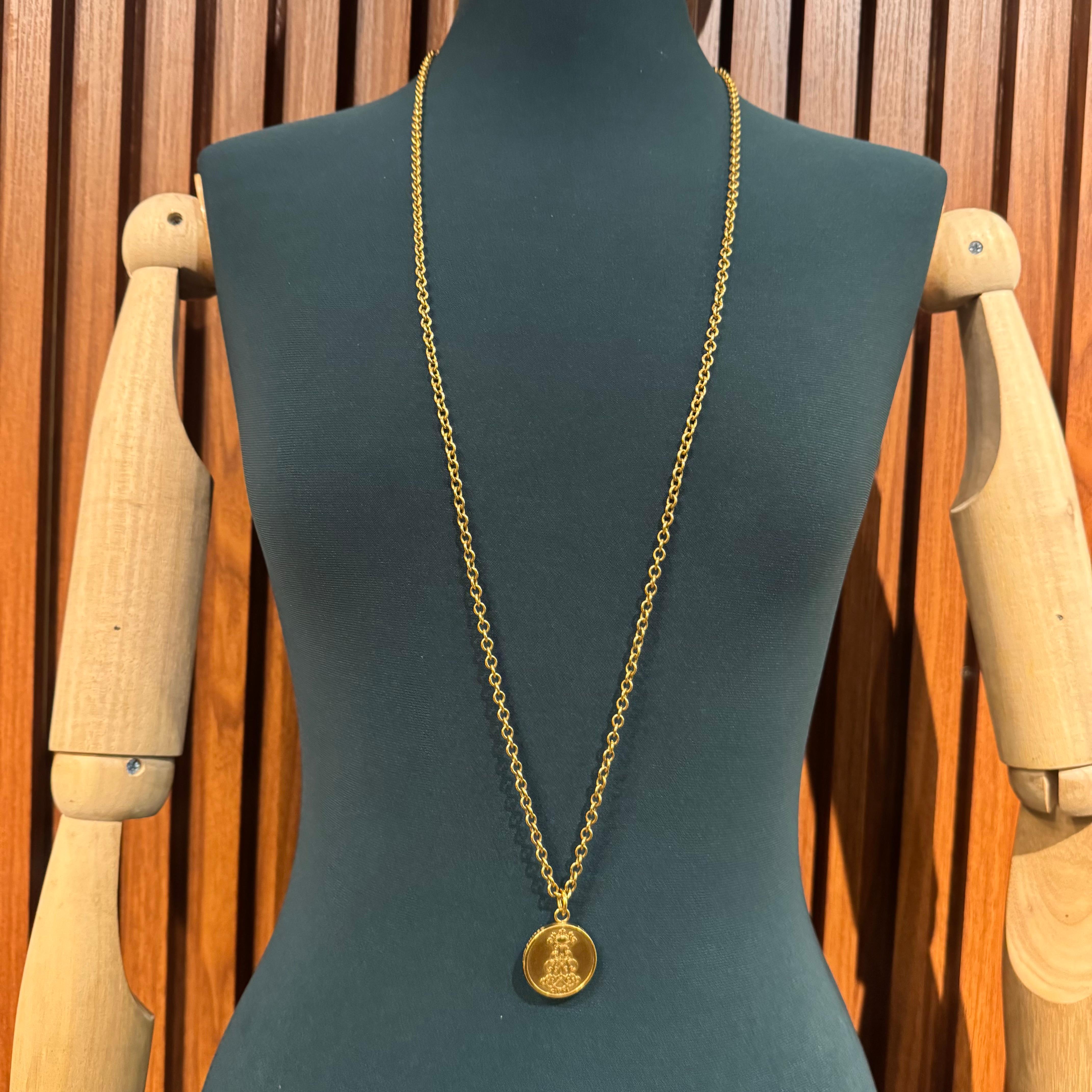 Celine Phoebe Philo Gold Medallion Long Chain Necklace 4