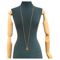 Celine Phoebe Philo Gold Medallion Long Chain Necklace