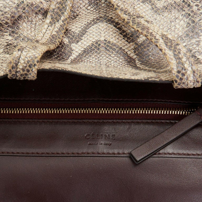 CELINE PHOEBE PHILO grey python maroon red leather bi-color cabas tote ...