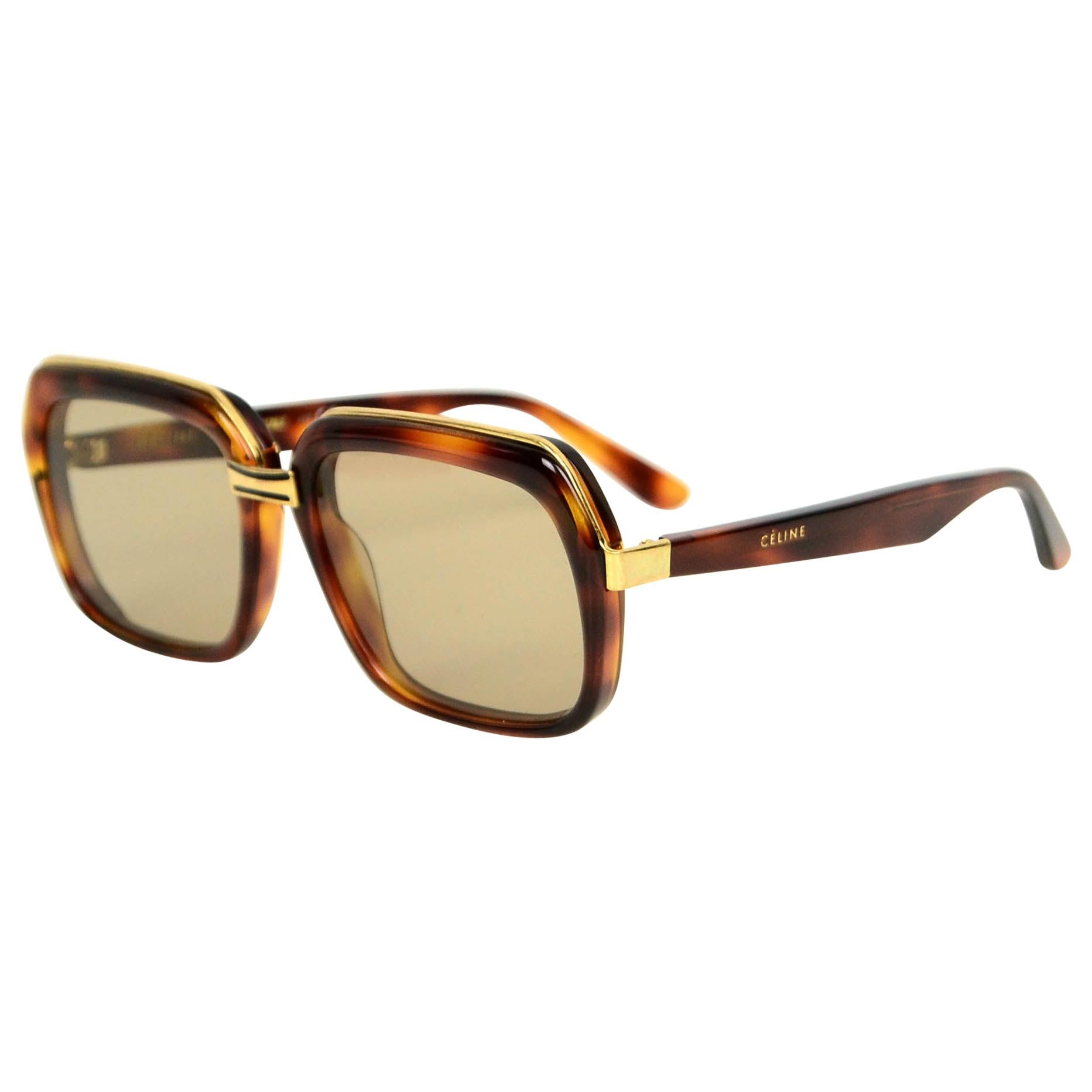 Celine Phoebe Philo Havana Acetate Square Sunglasses CL40050U