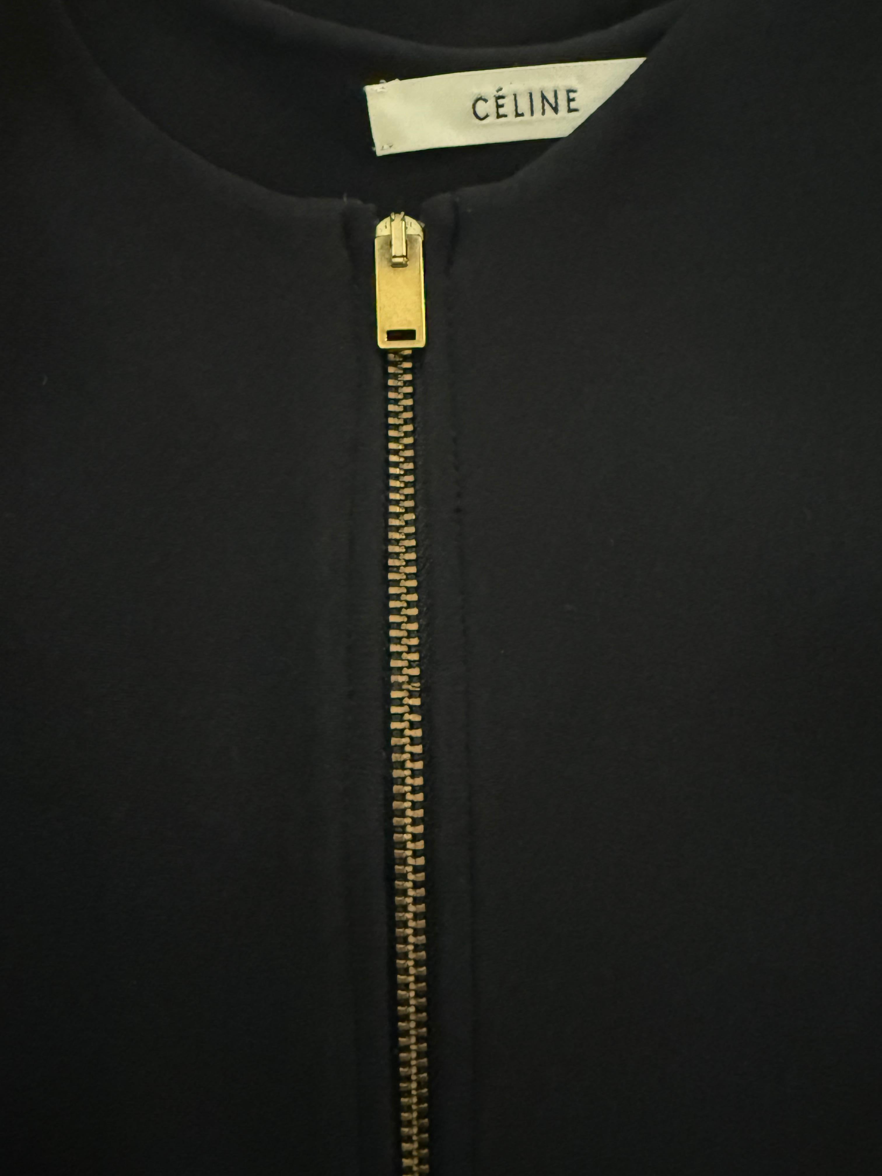 CELINE Phoebe Philo Iconic Passerella P/E 2011  Tuta in crepe nera con zip FR 34 in vendita 6
